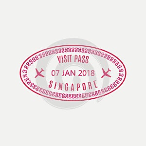 Singapore passport stamp. Airport visa stamp or immigration sign. Custom control cachet. Vector illustration. photo